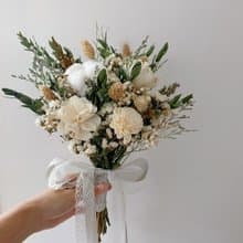 清新白乾燥花捧花 新娘捧花 伴娘捧花 外拍花束