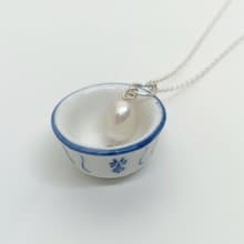 懷舊陶瓷餐具首飾系列-青花瓷碗頸鏈