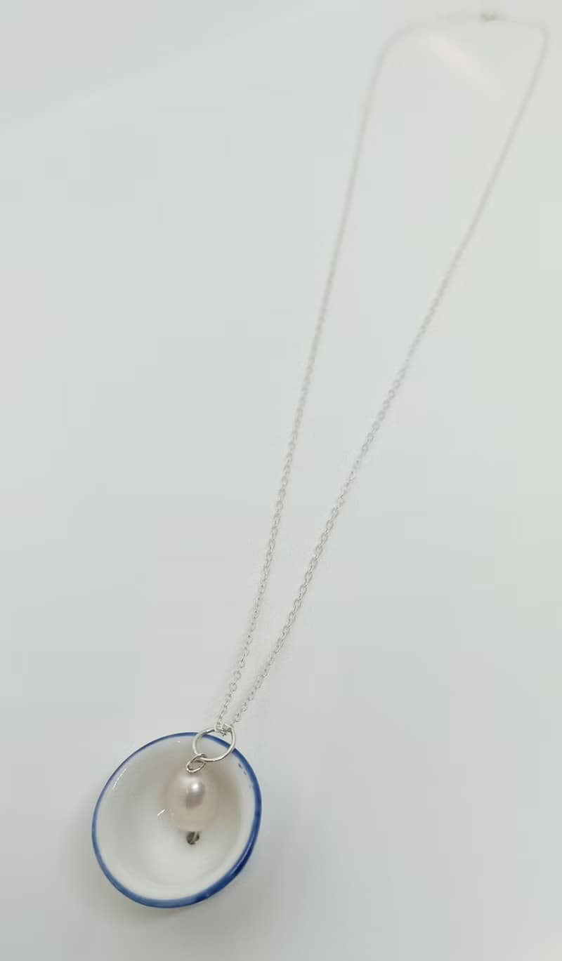 懷舊陶瓷餐具首飾系列-青花瓷碗頸鏈