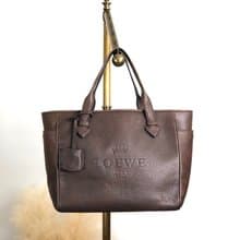 【 日本直送　名牌中古包 】LOEWE ロエベ ハンドバッグ ブラウン ロゴ レザー vintage ヴィンテージ オールド i7rj5t
