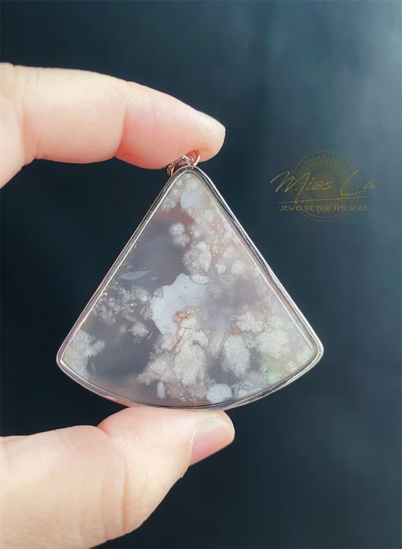 櫻花瑪瑙 S925銀鑲拖 灰冰 小碎花 項鍊 閨密 天然石 禮物