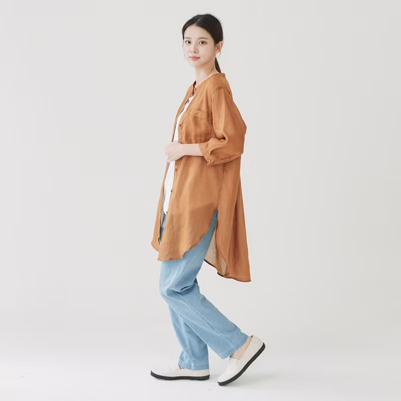 【Simply Yours】苧麻長版襯衫 咖啡F