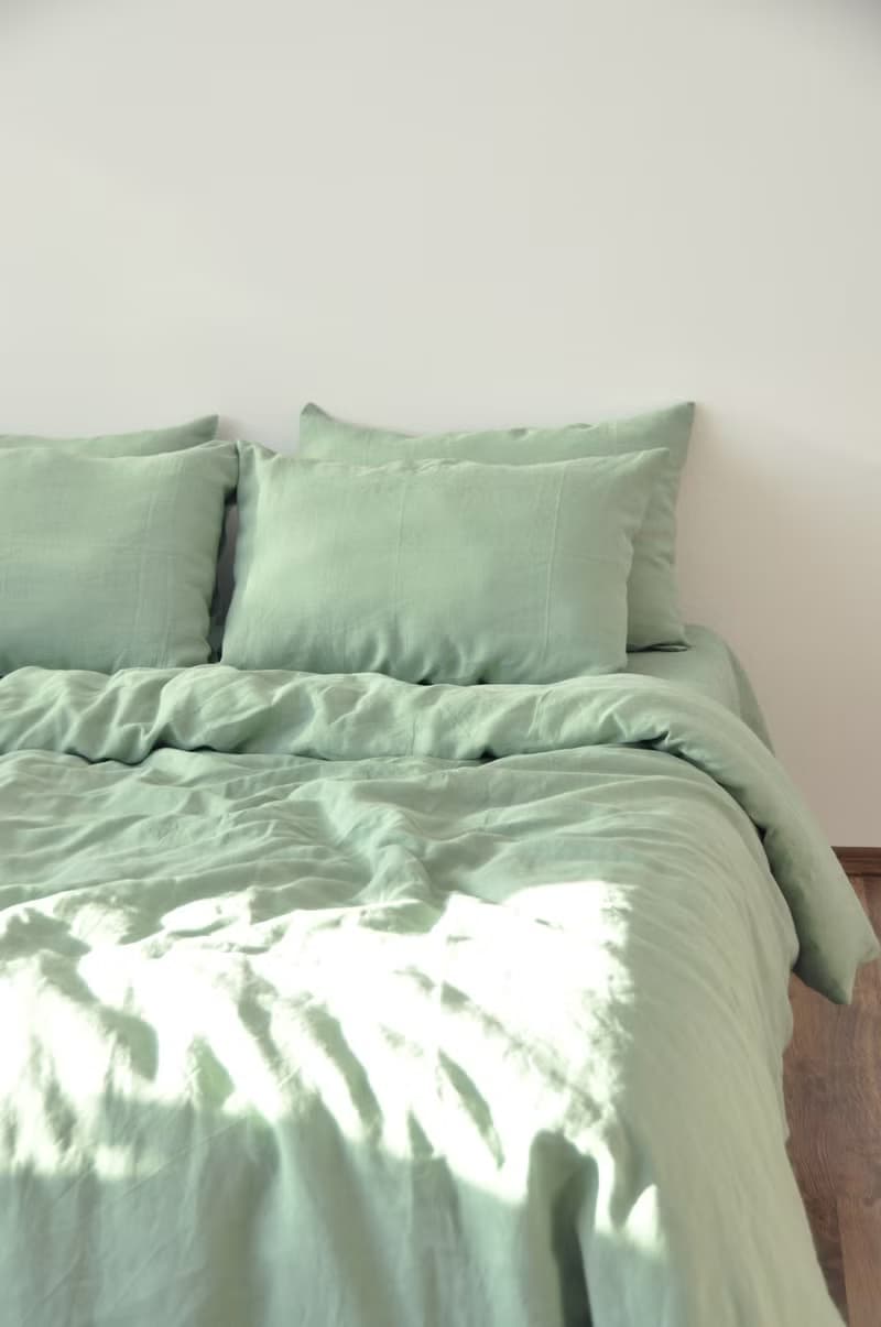 Sage green linen duvet cover /Softened linen / Comforter cover / Quilt cover