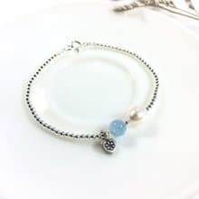 Ops Pearl Aquamarine bracelet 海藍寶/珍珠/細緻/純銀/心/手鍊