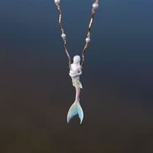 【美人魚】炫彩景德鎮陶瓷長短款項鏈毛衣鏈禮物