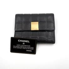 中古CHANEL香奈兒格子真皮長方錢包銀包 有瑕疵 法國高級古著珠寶
