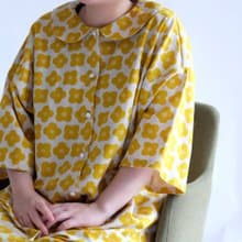 槴子黃花 小圓領日式寬袖長版洋裝襯衫