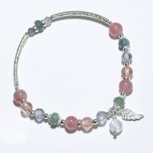 粉暮與晨曦-馬島粉晶.草莓晶.菫青石-純銀設計款手鍊
