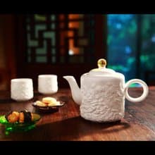 LIULI LIVING 閒情四季(一壺二杯)茶具組 四季花雕 琉璃珠 骨瓷壼