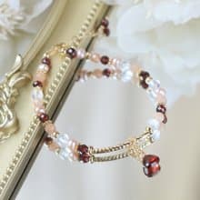 月光石 石榴石 太陽石 粉珍珠 好人緣幸福健康 小顆水晶手鍊 禮物
