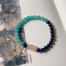 憶水漾藍。天然天河石手鏈青金石 不規則粉水晶 文藝簡約禮物手串