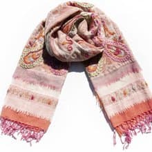 喀什米爾Cashmere/水煮羊毛披肩/針織圍巾/刺繡圍巾/羊絨披巾-花