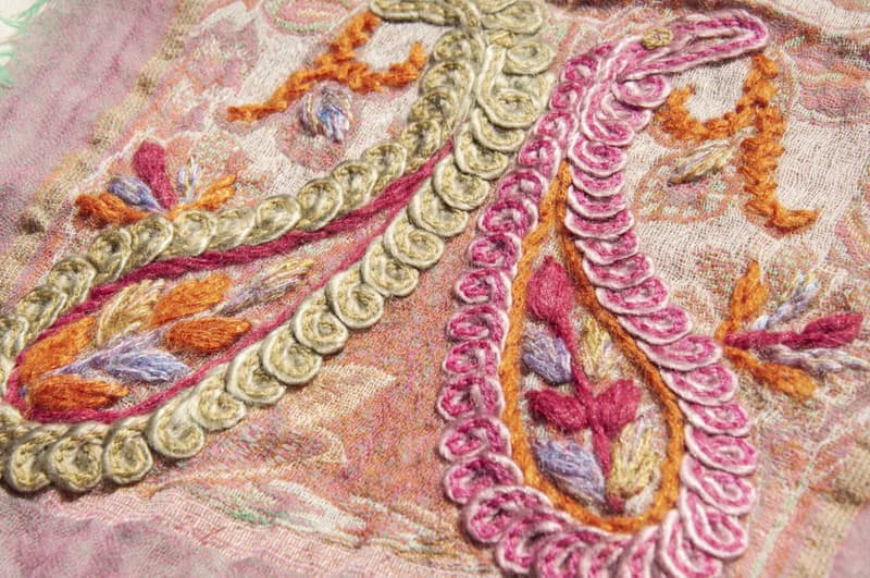 喀什米爾Cashmere/水煮羊毛披肩/針織圍巾/刺繡圍巾/羊絨披巾-花