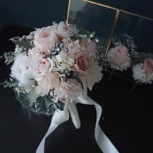 母親節粉色系雙色庭園玫瑰/繡球花永生花不凋花捧花求婚婚花禮海