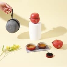 陸寶LOHAS 知足常樂 茶器 山竹 富貴紅 1壺2杯+便攜包 旅行茶組