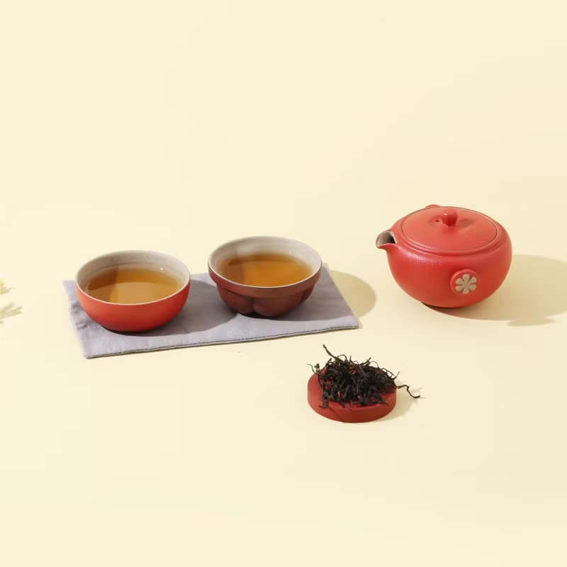 陸寶LOHAS 知足常樂 茶器 山竹 富貴紅 1壺2杯+便攜包 旅行茶組