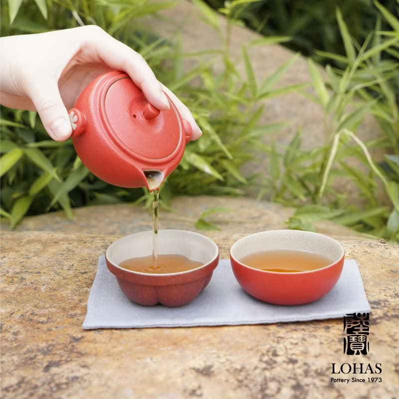 陸寶LOHAS 知足常樂 茶器 山竹 富貴紅 1壺2杯+便攜包 旅行茶組