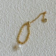 YuanPearl天然正圓珍珠可調節戒指純銀鍍金戒指小眾設計