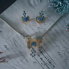 Krementz 摺扇圓舞套組 項鍊耳環－美國古董首飾 Vintage Jewelry