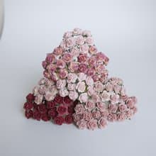 paper flower centerpiece supplies, 100 pcs. small rose size 1.5 cm., mixed color