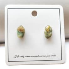 龍眼石耳釘小眾自然生長紋不規則天然石耳飾異形黃綠色手工配飾