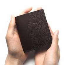 スリムなハーフウォレット　チョコ（イタリアンレザー）　☆お名入れ無料☆