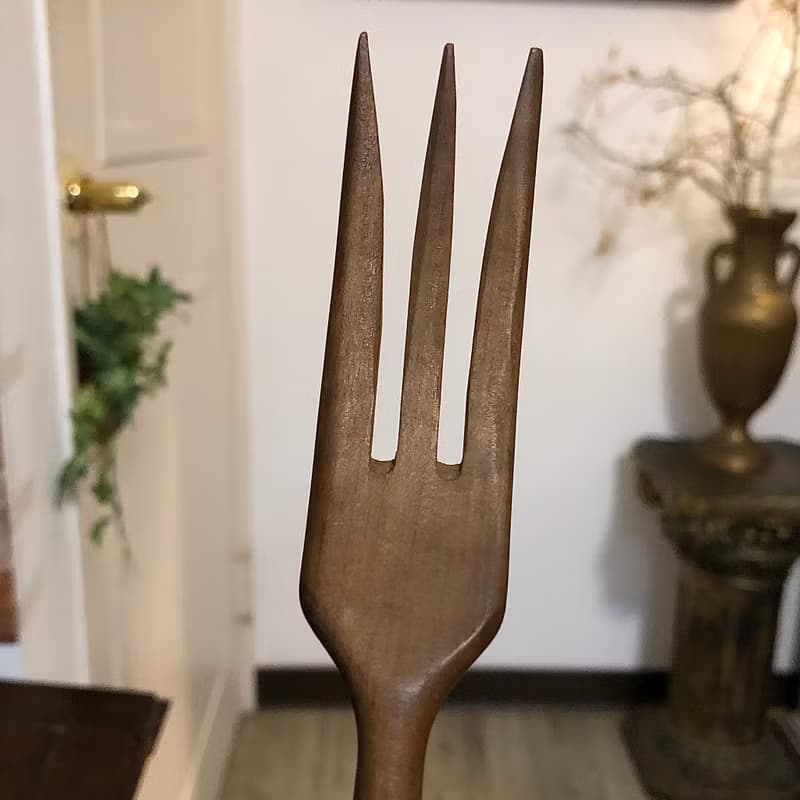 美國製北歐風格純銀柄-胡桃木沙拉分食餐具組