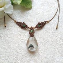 綠幽靈水晶。南美巴西蠟線編織項鍊