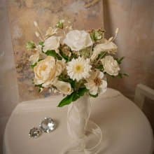 【愛與永恆】新娘捧花 白綠色海芋太陽花 乾燥花 永生花