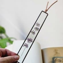 植物圖鑑∣粉紫色蕾絲花∣玻璃鑲崁∣花草標本書籤