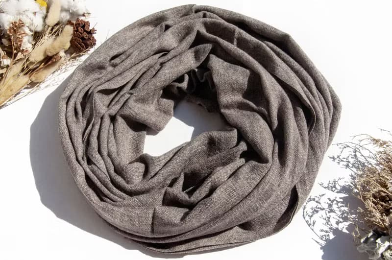 喀什米爾Cashmere/羊絨圍巾/純羊毛圍巾披巾/戒指絨披肩-咖啡拿鐵