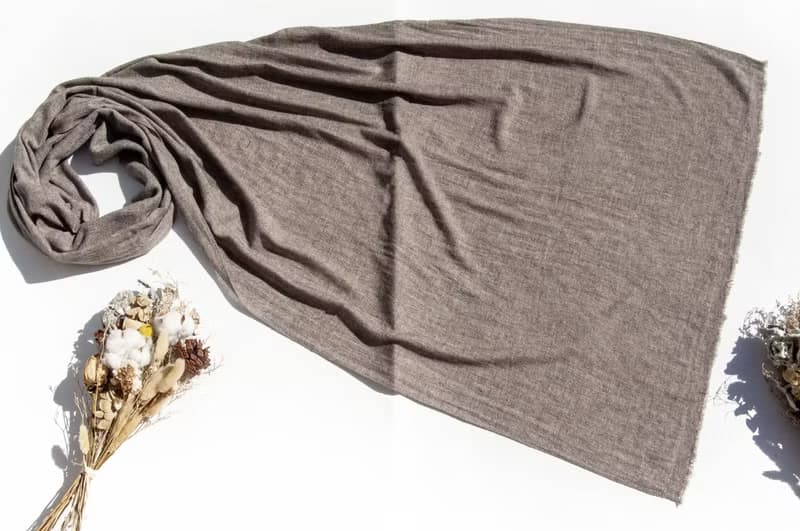喀什米爾Cashmere/羊絨圍巾/純羊毛圍巾披巾/戒指絨披肩-咖啡拿鐵