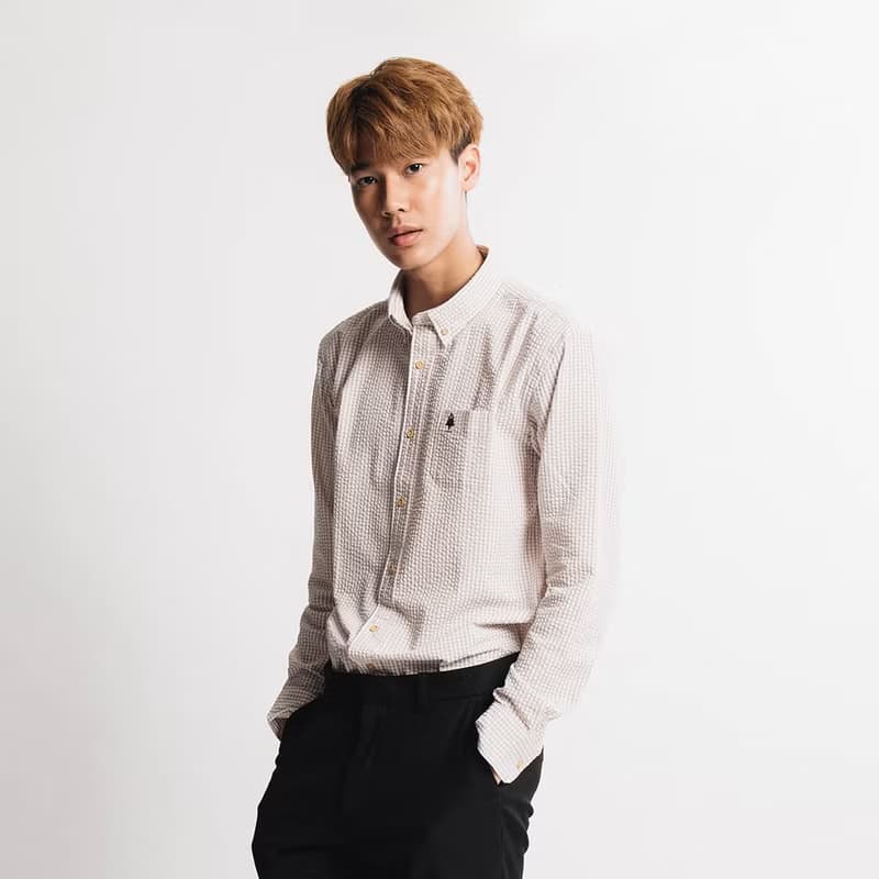 (NO XL) PINE TREE // cream check // men slim fit