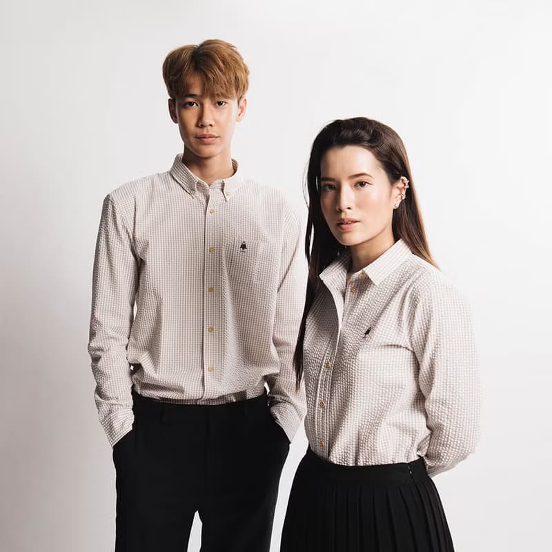 (NO XL) PINE TREE // cream check // men slim fit