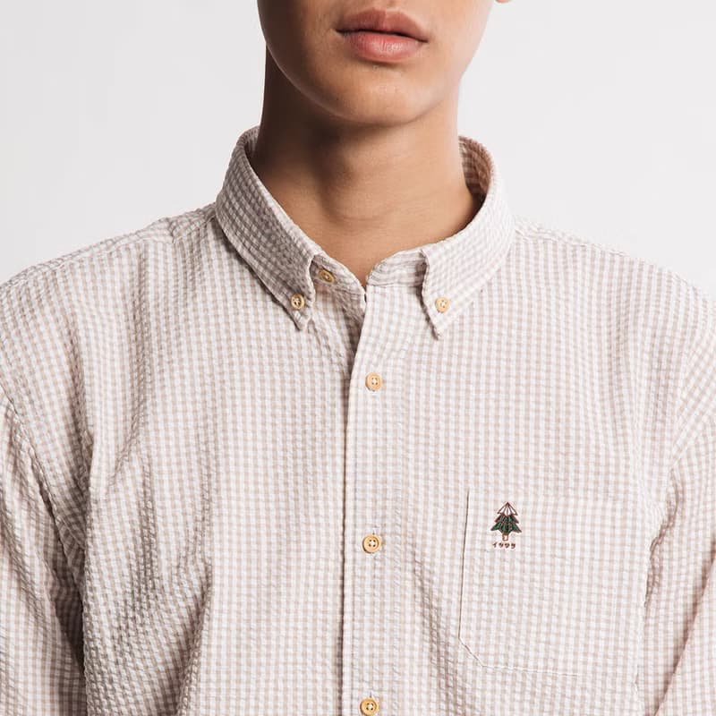 (NO XL) PINE TREE // cream check // men slim fit