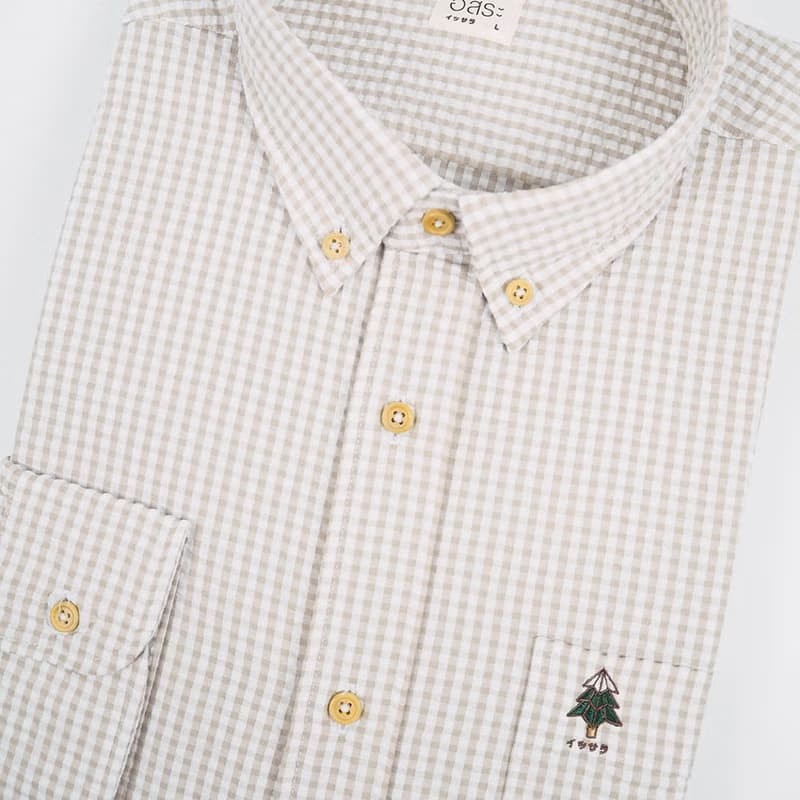 (NO XL) PINE TREE // cream check // men slim fit