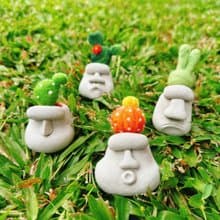 聖誕節禮物 摩艾長毛毛肉肉 羊毛氈 多肉植物 擴香 擺設
