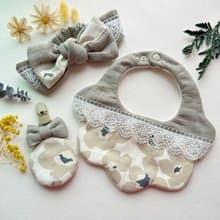 日本花布/新生兒彌月禮盒/蕾絲花兜/蝴蝶結平安福袋/蝴蝶結髮帶