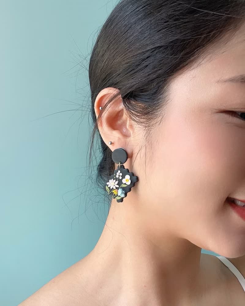 郵票軟陶耳環