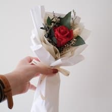 紅永生玫瑰單朵花束