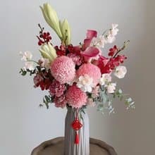 【鮮花】高雅紅粉色春節入厝開幕鮮花花束+花瓶