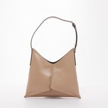 Lukbag真皮側背包|金字塔三角設計肩背包| 小號 | 奶茶色 |訂製款