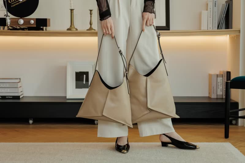 Lukbag真皮側背包|金字塔三角設計肩背包| 小號 | 奶茶色 |訂製款