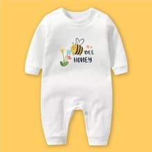 BEE哈尼小蜜蜂 長袖連身衣 白 嬰兒 彌月 滿月