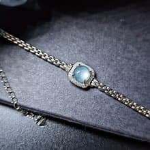 |仙氣藍紫|A貨翡翠冰玻藍剛大蛋面8mm純銀鍍18k手鏈