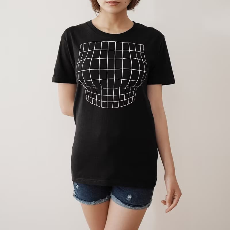 Mousou Mapping T-shirt/ Illusion grid/ Black