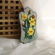 Yellow daffodils original painting, textured wall art, farmhouse wall decor