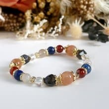 自信招財 橙月光石 茶晶 石榴石 青金石 白水晶 天然水晶手鏈