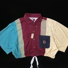 REGETHER 古著改製TOMMY HILFIGER 拼接縮腰襯衫-17