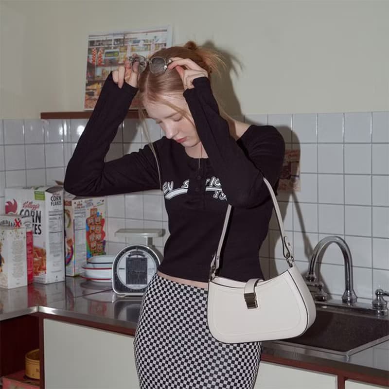 韓國ZURI BAG | 白色銀扣 | 法棍包 | 側背包 斜孭袋